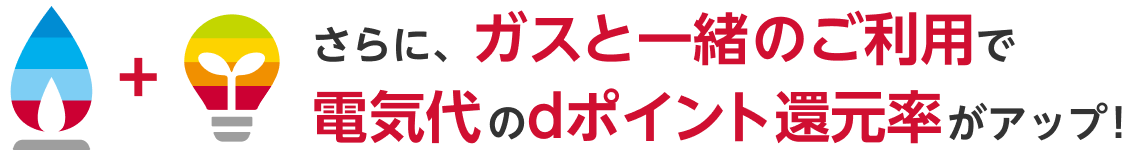 さらに、ガスと一緒のご利用で電気代のdポイント還元率がアップ!